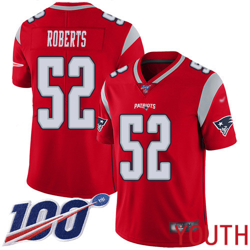 New England Patriots Football #52 100th Season Inverted Limited Red Youth Elandon Roberts NFL Jersey->youth nfl jersey->Youth Jersey